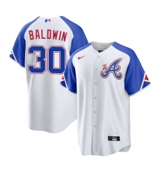 Men's Nike Atlanta Braves #30 BALDWIN   White Stitched Baseball Jersey 