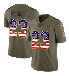 Men's Nike Los Angeles Chargers #23 Dexter McCoil Limited Olive/USA Flag 2017 Salute to Service NFL Jersey