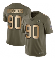 Men's Nike Los Angeles Rams #90 Michael Brockers Limited Olive/Gold 2017 Salute to Service NFL Jersey