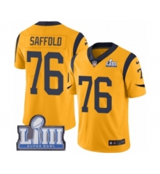 Men's Nike Los Angeles Rams #76 Rodger Saffold Limited Gold Rush Vapor Untouchable Super Bowl LIII Bound NFL Jersey