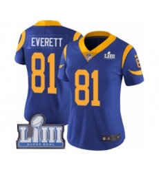 Women's Nike Los Angeles Rams #81 Gerald Everett Royal Blue Alternate Vapor Untouchable Limited Player Super Bowl LIII Bound NFL Jersey