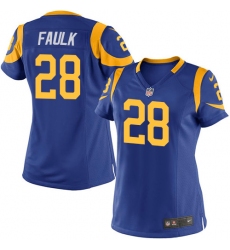 Women's Nike Los Angeles Rams #28 Marshall Faulk Game Royal Blue Alternate NFL Jersey