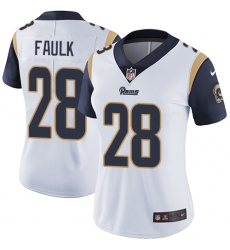 Women's Nike Los Angeles Rams #28 Marshall Faulk White Vapor Untouchable Limited Player NFL Jersey