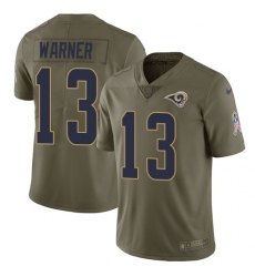 Youth Nike Los Angeles Rams #13 Kurt Warner Limited Olive 2017 Salute to Service NFL Jersey