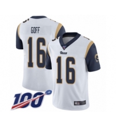 Men's Los Angeles Rams #16 Jared Goff White Vapor Untouchable Limited Player 100th Season Football Jersey