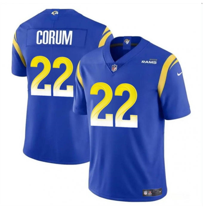 Men's Los Angeles Rams #22 Blake Corum Blue 2024 Draft Vapor Untouchable Football Stitched Jersey