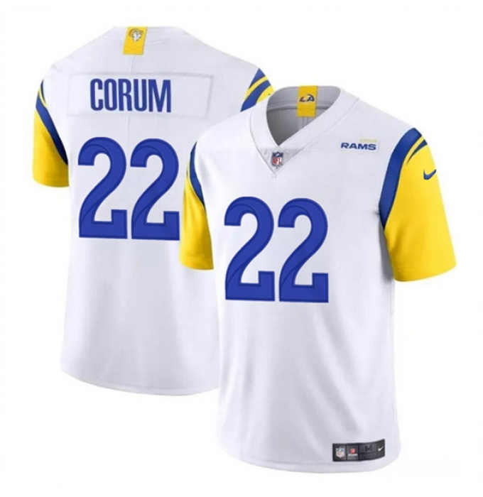 Men's Los Angeles Rams #22 Blake Corum White 2024 Draft Vapor Untouchable Football Stitched Jersey