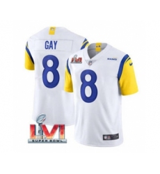 Men's Los Angeles Rams #8 Matt Gay White 2022 Super Bowl LVI Vapor Limited Stitched Jersey