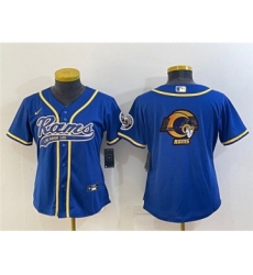 Women's Los Angeles Rams Royal Team Big Logo With Patch Cool Base Stitched Baseball Jersey(Run Small)