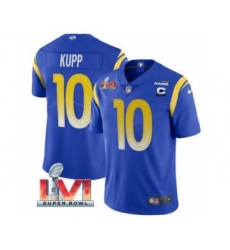 Men's Los Angeles Rams #10 Cooper Kupp 2022 Royal With C Patch Super Bowl LVI Vapor Limited Jersey