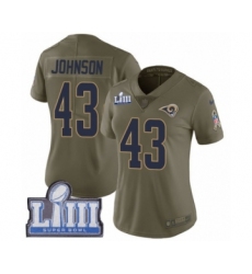Women's Nike Los Angeles Rams #43 John Johnson Limited Olive 2017 Salute to Service Super Bowl LIII Bound NFL Jersey