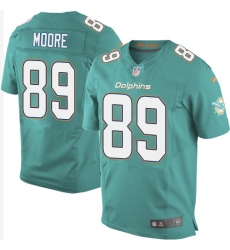 Men's Nike Miami Dolphins #89 Nat Moore Elite Aqua Green Team Color NFL Jersey