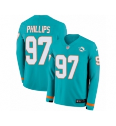 Men's Nike Miami Dolphins #97 Jordan Phillips Limited Aqua Therma Long Sleeve NFL Jersey