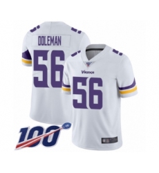 Men's Minnesota Vikings #56 Chris Doleman White Vapor Untouchable Limited Player 100th Season Football Jersey