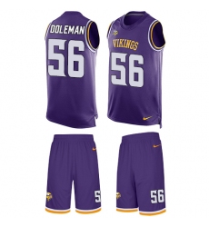 Men's Nike Minnesota Vikings #56 Chris Doleman Limited Purple Tank Top Suit NFL Jersey