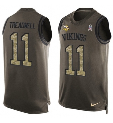Men's Nike Minnesota Vikings #11 Laquon Treadwell Limited Green Salute to Service Tank Top NFL Jersey
