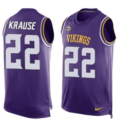 Men's Nike Minnesota Vikings #22 Paul Krause Limited Purple Player Name & Number Tank Top NFL Jersey