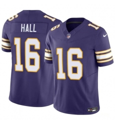 Men's Minnesota Vikings #16 Jaren Hall Purple 2023 F.U.S.E. Vapor Untouchable Throwback Limited Football Stitched Jersey