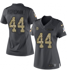 Women's Nike Minnesota Vikings #44 Chuck Foreman Limited Black 2016 Salute to Service NFL Jersey