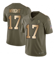 Men's Nike Minnesota Vikings #17 Jarius Wright Limited Olive/Gold 2017 Salute to Service NFL Jersey