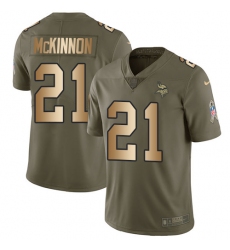 Youth Nike Minnesota Vikings #21 Jerick McKinnon Limited Olive/Gold 2017 Salute to Service NFL Jersey
