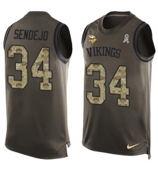 Men's Nike Minnesota Vikings #34 Andrew Sendejo Limited Green Salute to Service Tank Top NFL Jersey