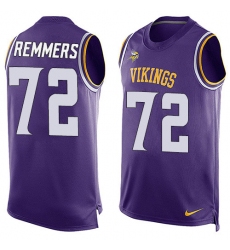 Men's Nike Minnesota Vikings #72 Mike Remmers Limited Purple Player Name & Number Tank Top NFL Jersey