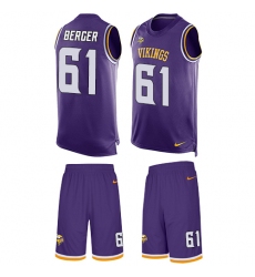 Men's Nike Minnesota Vikings #61 Joe Berger Limited Purple Tank Top Suit NFL Jersey