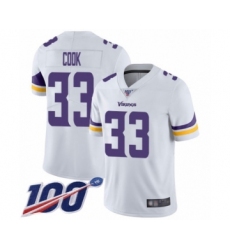 Men's Minnesota Vikings #33 Dalvin Cook White Vapor Untouchable Limited Player 100th Season Football Jersey