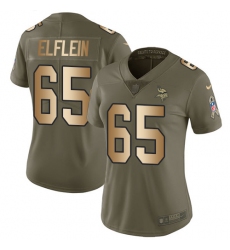 Women's Nike Minnesota Vikings #65 Pat Elflein Limited Olive/Gold 2017 Salute to Service NFL Jersey