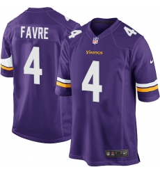 Men's Nike Minnesota Vikings #4 Brett Favre Game Purple Team Color NFL Jersey