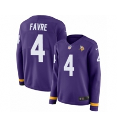 Women's Nike Minnesota Vikings #4 Brett Favre Limited Purple Therma Long Sleeve NFL Jersey