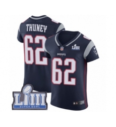 Men's Nike New England Patriots #62 Joe Thuney Navy Blue Team Color Vapor Untouchable Elite Player Super Bowl LIII Bound NFL Jersey