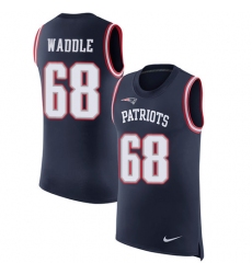 Men's Nike New England Patriots #68 LaAdrian Waddle Limited Navy Blue Rush Player Name & Number Tank Top NFL Jersey