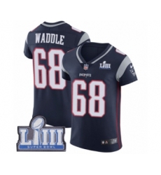 Men's Nike New England Patriots #68 LaAdrian Waddle Navy Blue Team Color Vapor Untouchable Elite Player Super Bowl LIII Bound NFL Jersey