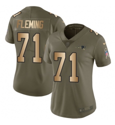 Women's Nike New England Patriots #71 Cameron Fleming Limited Olive/Gold 2017 Salute to Service NFL Jersey
