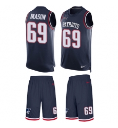 Men's Nike New England Patriots #69 Shaq Mason Limited Navy Blue Tank Top Suit NFL Jersey