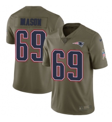 Men's Nike New England Patriots #69 Shaq Mason Limited Olive 2017 Salute to Service NFL Jersey