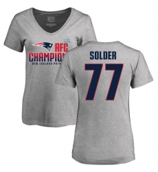 Women's Nike New England Patriots #77 Nate Solder Heather Gray 2017 AFC Champions V-Neck T-Shirt