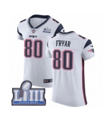Men's Nike New England Patriots #80 Irving Fryar White Vapor Untouchable Elite Player Super Bowl LIII Bound NFL Jersey