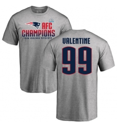 Nike New England Patriots #99 Vincent Valentine Heather Gray 2017 AFC Champions V-Neck T-Shirt