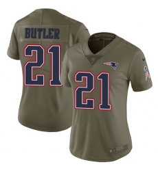 Women's Nike New England Patriots #21 Malcolm Butler Limited Olive 2017 Salute to Service NFL Jersey