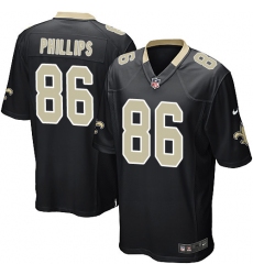 Men's Nike New Orleans Saints #86 John Phillips Game Black Team Color NFL Jersey