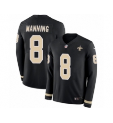 Men's Nike New Orleans Saints #8 Archie Manning Limited Black Therma Long Sleeve NFL Jersey