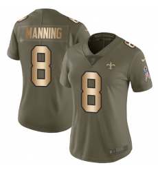 Women's Nike New Orleans Saints #8 Archie Manning Limited Olive/Gold 2017 Salute to Service NFL Jersey