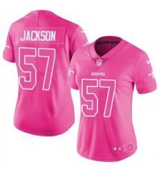 Women's Nike New Orleans Saints #57 Rickey Jackson Limited Pink Rush Fashion NFL Jersey