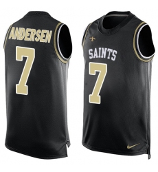 Men's Nike New Orleans Saints #7 Morten Andersen Limited Black Player Name & Number Tank Top NFL Jersey