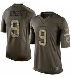 Youth Nike New Orleans Saints #9 Drew Brees Elite Green Salute to Service NFL Jersey