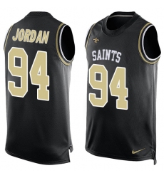 Men's Nike New Orleans Saints #94 Cameron Jordan Limited Black Player Name & Number Tank Top NFL Jersey