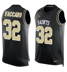 Men's Nike New Orleans Saints #32 Kenny Vaccaro Limited Black Player Name & Number Tank Top NFL Jersey